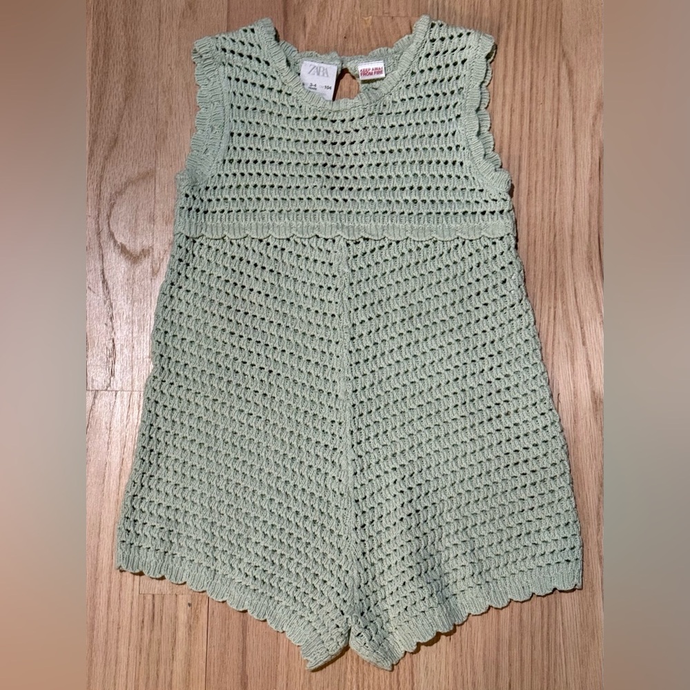 Zara Green Knit Jumpsuit for Kids